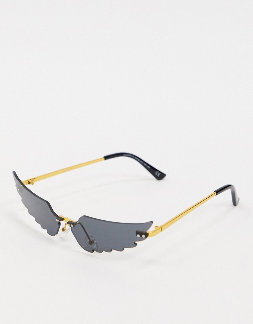 ASOS DESIGN - Modebriller i englevingeform med røgfarvede linser-Guld