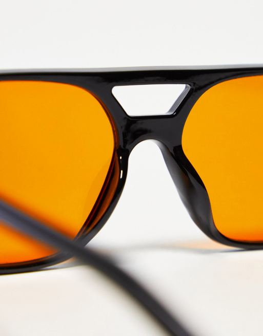 ASOS DESIGN – Modeglasögon i pilotmodell med orange glas och tunna bågar , 3 av 4