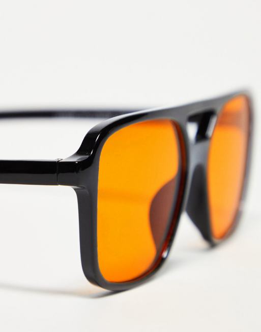 ASOS DESIGN – Modeglasögon i pilotmodell med orange glas och tunna bågar , 4 av 4
