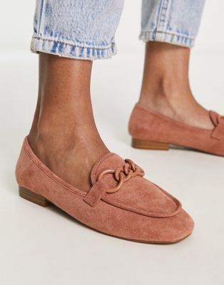 Asos Design Modern Loafer With Chain In Apricot-orange