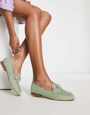 Asos Design Modern Loafer With Chain In Sage Green