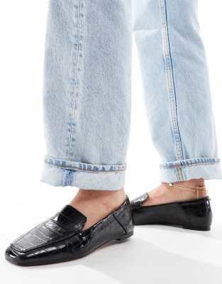 ASOS DESIGN - Modern - Schmale Loafer in Schwarz