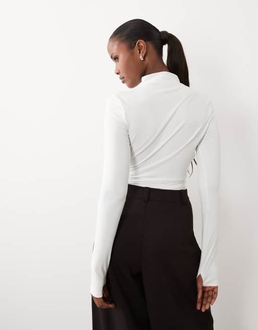 ASOS DESIGN – Modest – Gräddvit body med rynkad detalj, 4 av 4