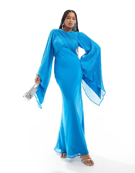 ASOS DESIGN - Modest - Robe longue cache-cœur à manches oversize - Aigue-marine - view 1