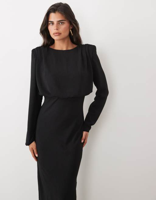 ASOS DESIGN Modesty batwing maxi dress in black, 2 of 4