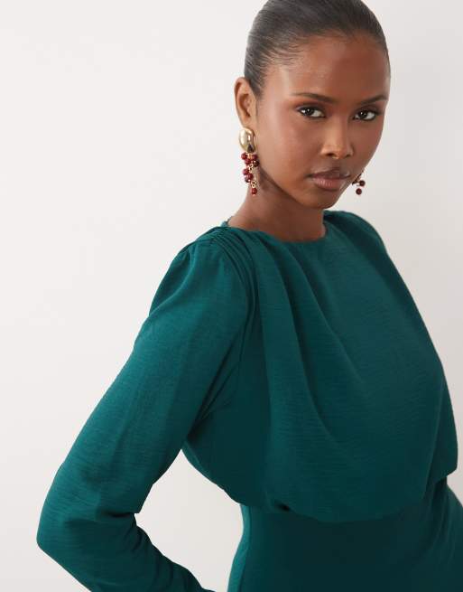 ASOS DESIGN modesty batwing maxi dress in bottle green, 4 of 4