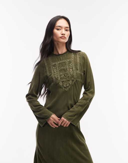 chinese dress ladies White Lace Trim Tiered Shirt Dress