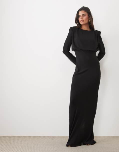 ASOS DESIGN modesty maxiklänning med pingvinärm i svart - view 1