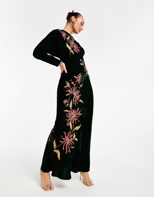 ASOS Asos Design Maternity Batwing Sleeve Velvet Midi Dress in Red