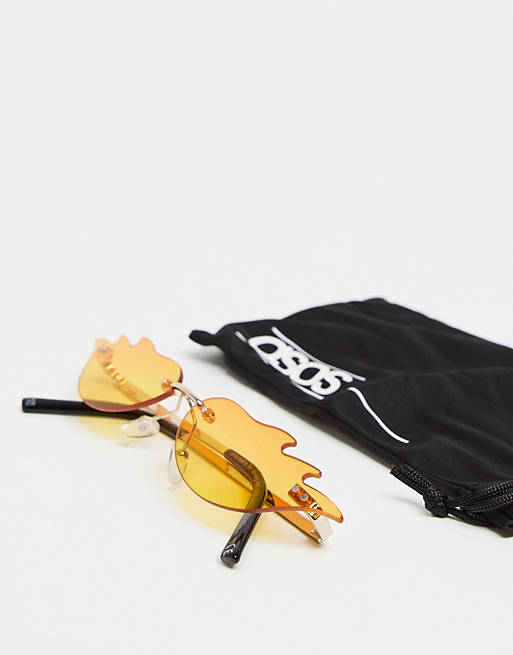 Tighten enemy duck ASOS DESIGN – Modowe okulary przeciwsłoneczne z soczewkami w kształcie  płomieni w kolorze czerwonym z efektem ombre | ASOS