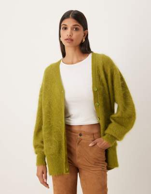 Asos Design Mohair Mix Boyfriend Cardigan In Multi