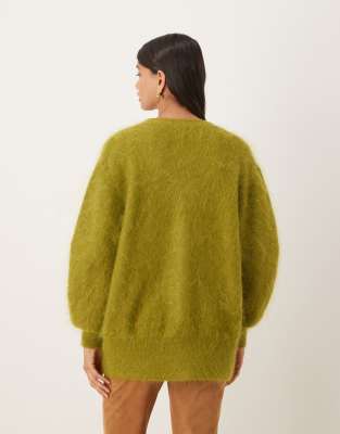 Asos Design Mohair Mix Boyfriend Cardigan In Multi