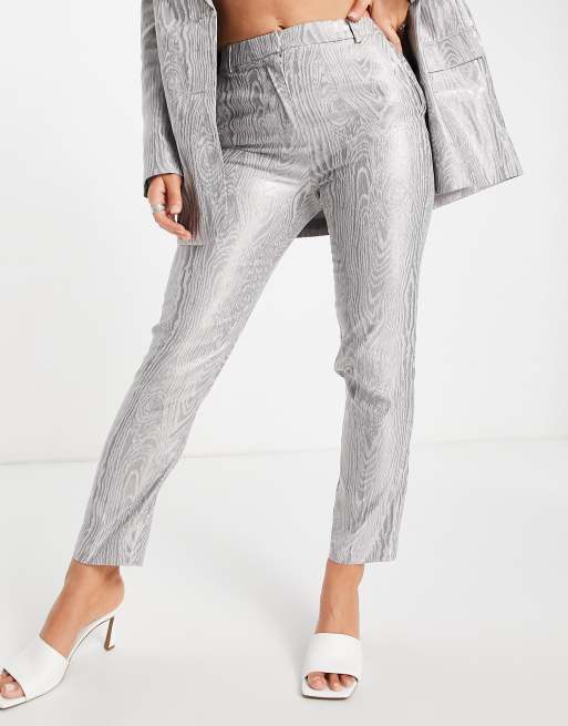 ASOS DESIGN moire suit pants in metallic