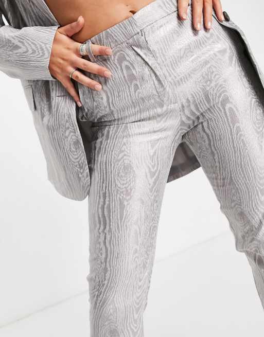 ASOS DESIGN moire suit pants in metallic