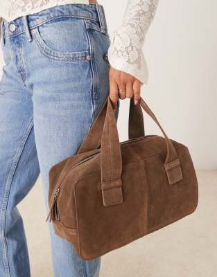 ASOS DESIGN - Mokkabrun bowlertaske i ruskind - view 1