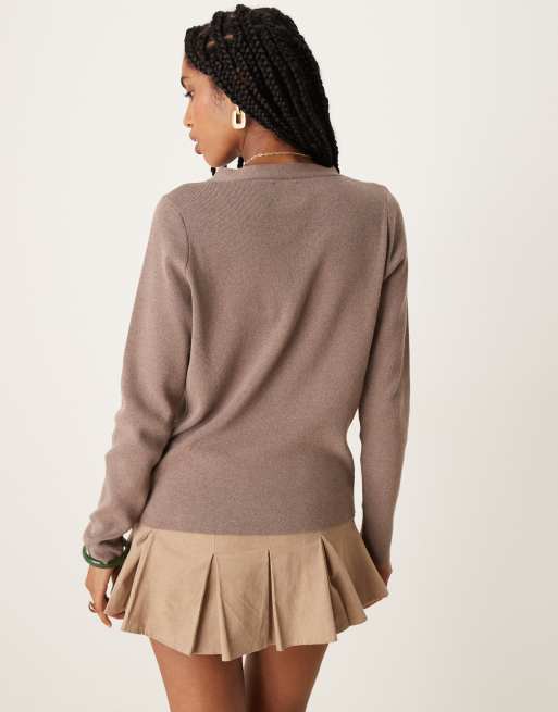 ASOS DESIGN - Mokkabrun cardigan med kurvet sømkant og formgivende effekt, 3 af 4