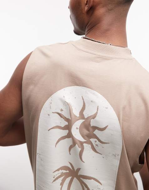 ASOS DESIGN - Mokkabrun oversized tanktop med palmeprint - view 1