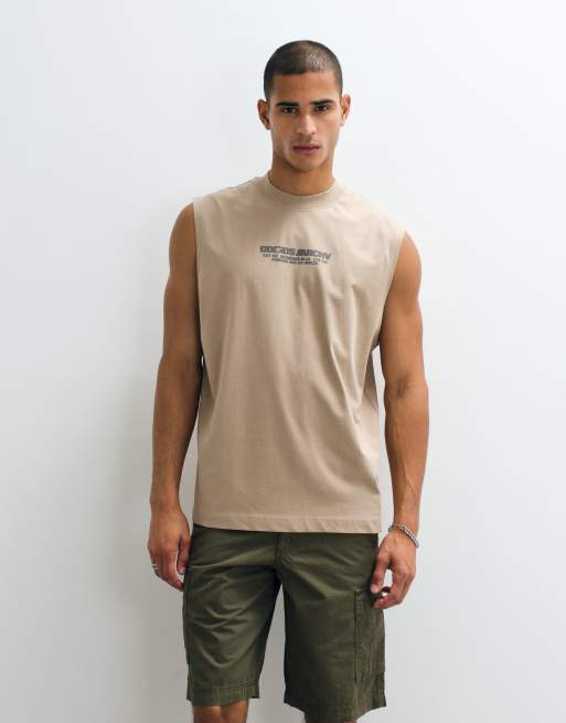 ASOS DESIGN - Mokkabrun oversized tanktop med tekstgrafik , 4 af 5
