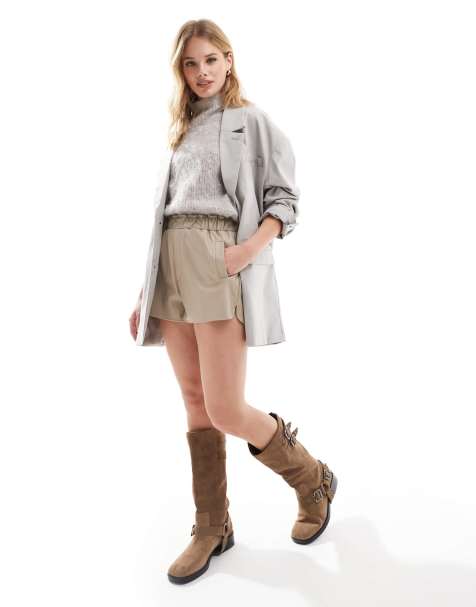 ASOS DESIGN - Mokkabrune boksershorts i imiteret læder - view 1