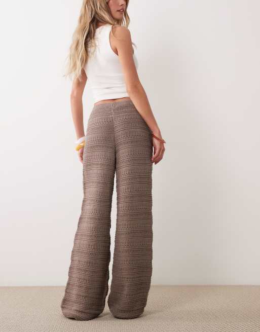 ASOS DESIGN - Mokkabrune hæklede bukser i strik - Del af sæt, 4 af 5