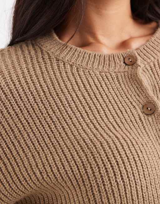 ASOS DESIGN - Mokkafarvet cardigan i strik med cocoon-ærmer, 3 af 4