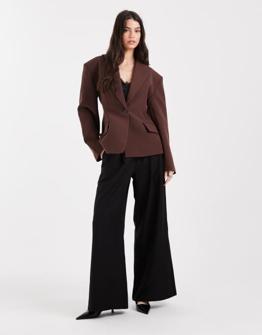 ASOS DESIGN - Mokkafarvet skulptureret blazer med indsyet talje, 3 af 4