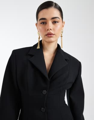 Asos Design Molded Cinched Blazer Dress In Black