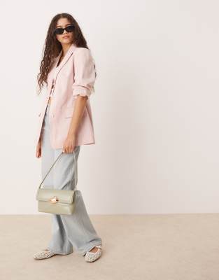 Asos Design Molded Hips Linen Blend Blazer