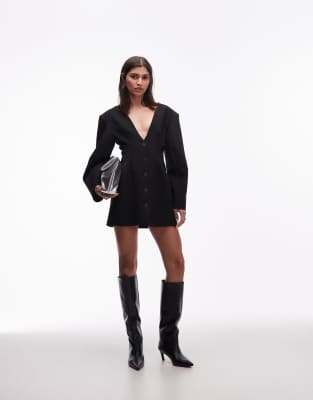 Asos Design Molded Hips Tailored Mini Dress-black | ModeSens