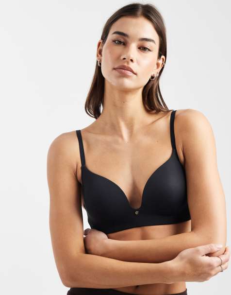 ASOS DESIGN molded non wired padded bra in black - view 1