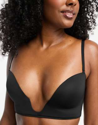 ASOS DESIGN molded open front plunge bra in black