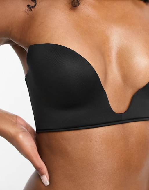 ASOS DESIGN molded open front plunge bra in black, 4 of 4
