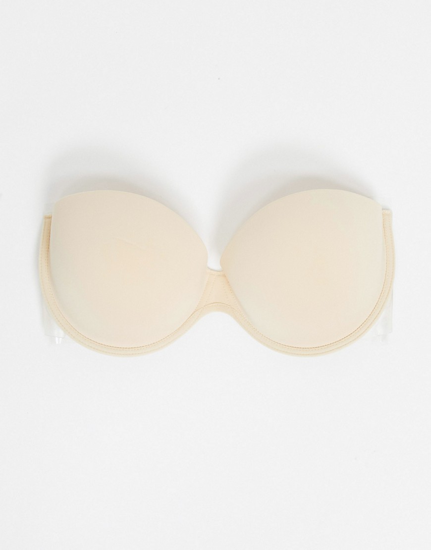 ASOS DESIGN molded strapless backless bra with stick-on wing in beige-Neutral