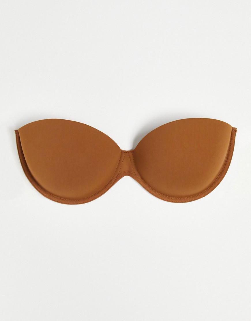 ASOS DESIGN molded strapless backless bra with stick on wing in brown