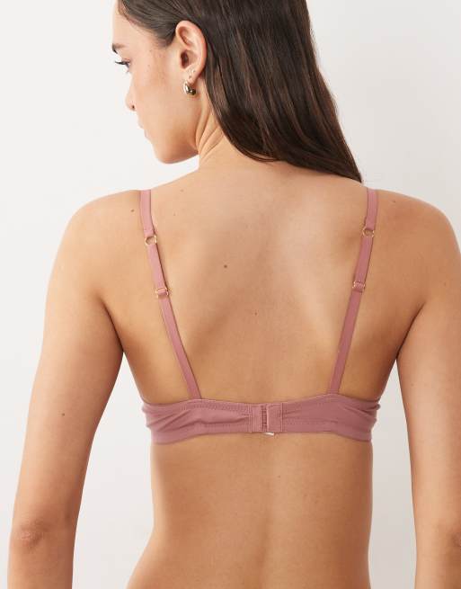 ASOS DESIGN molded t-shirt bra with charm detail in mink, 3 of 4