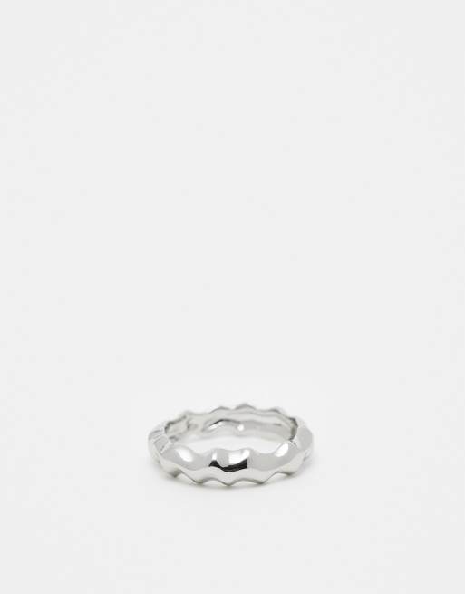 ASOS DESIGN molten band ring in silver tone
