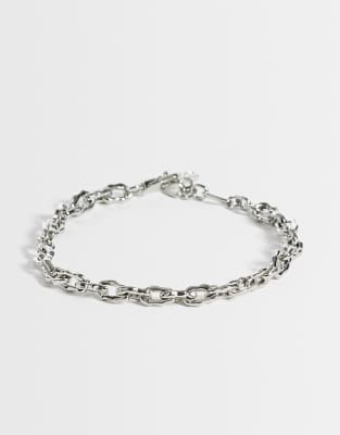 Asos Design Molten Link Chain Bracelet In Metallic
