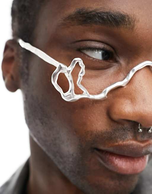 ASOS DESIGN molten metal face piece in silver tone | ASOS