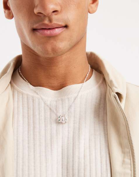 ASOS DESIGN molten ring pendant necklace in worn silver - view 2