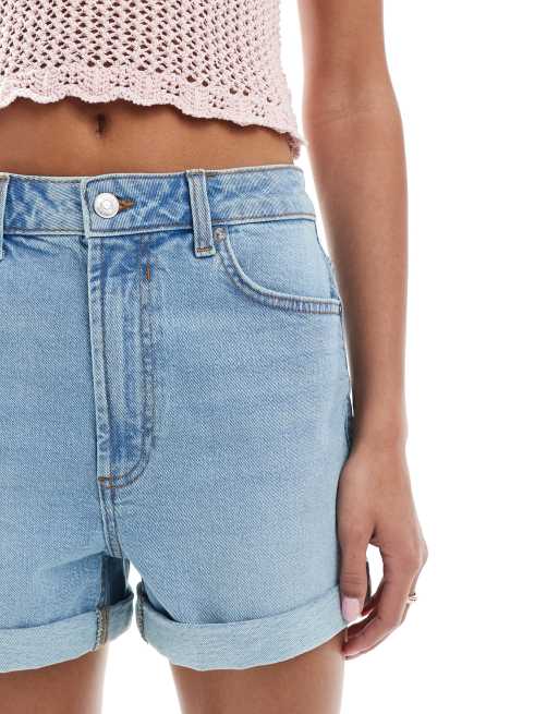 ASOS DESIGN - Mom-denimshorts med comfort-stretch i lys vask, 5 af 5