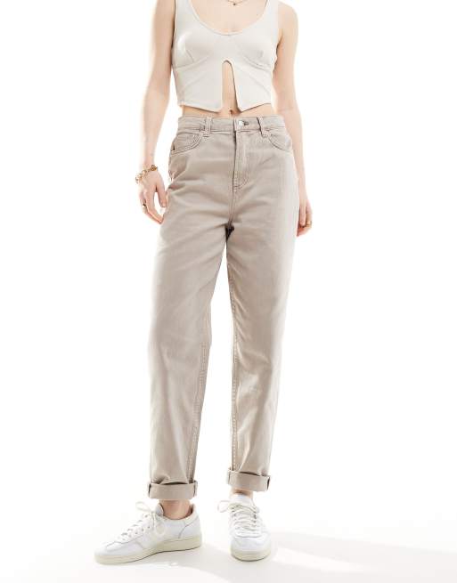 ASOS DESIGN - Mom jeans a vita alta colore neutro vestibilità comoda