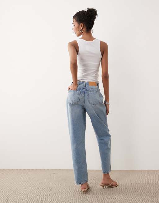 ASOS DESIGN - Mom jeans comodi a vita alta blu medio, 5 di 5