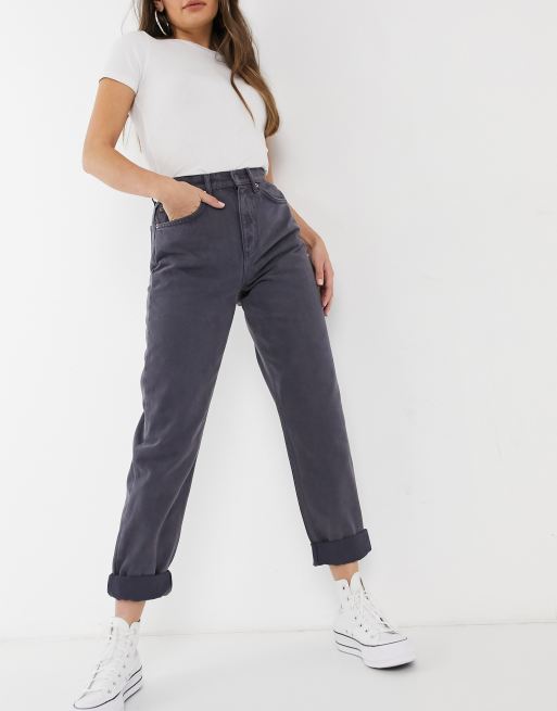 ASOS DESIGN - Mom jeans extra larghi a vita alta color acciaio