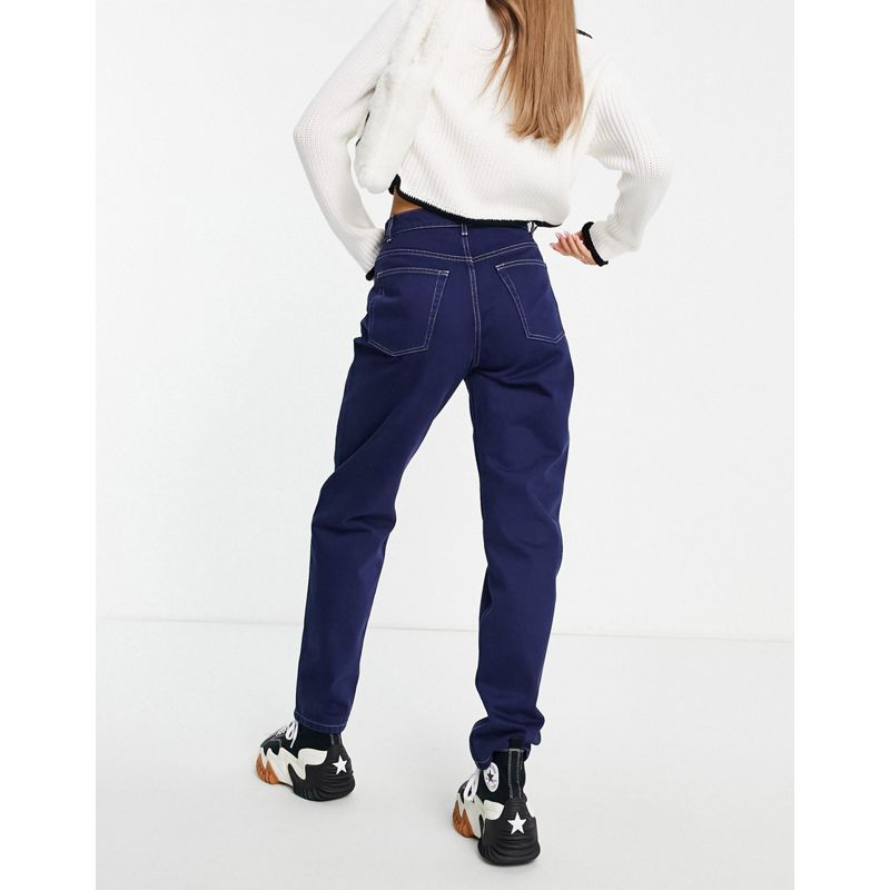 LU2RP Jeans DESIGN - Mom jeans extra larghi blu navy con cuciture a contrasto