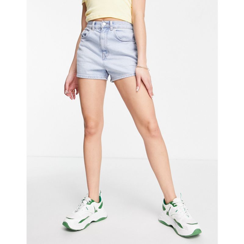 YwZsp Pantaloncini DESIGN - Mom shorts a vita alta in denim stile anni '80 lavaggio chiaro