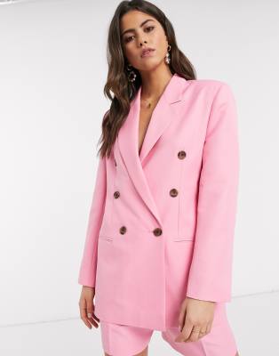 ASOS DESIGN mom suit blazer in pop pink 