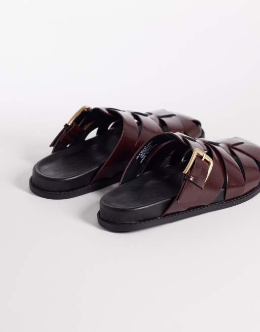 ASOS DESIGN Momentum fisherman flat mules in plum, 4 of 4