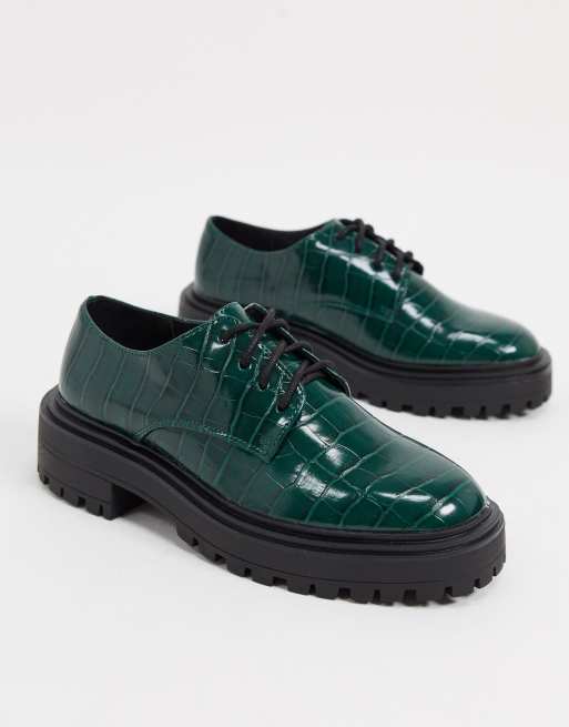 Forest green flat store shoes