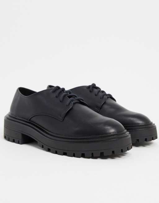 ASOS DESIGN - Money - Platte veterschoenen met dikke zool in zwart