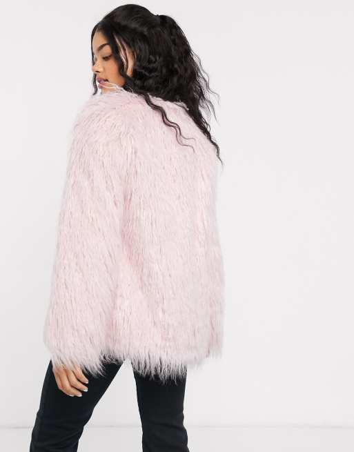 Asos pink outlet fur jacket